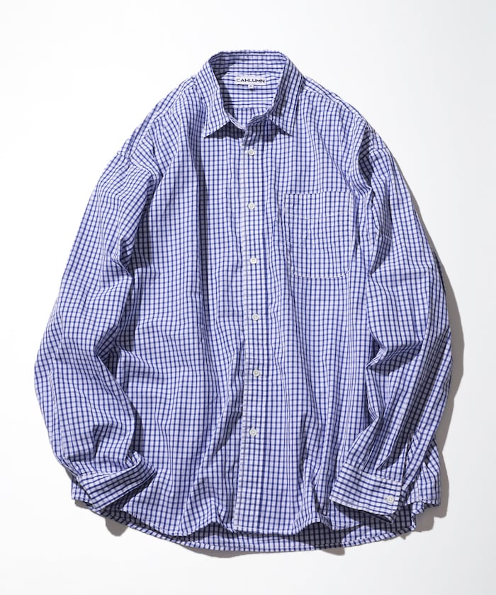 CAHLUMN Magazine Pocket Broad Shirt(Gingham) / 格紋襯衫