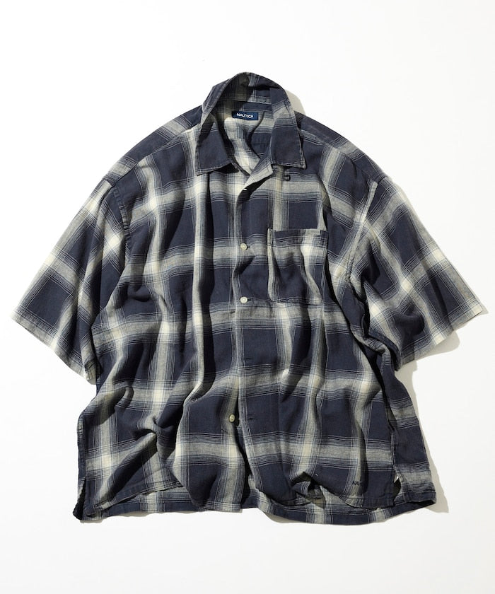 NAUTICA JP / 漸層復古格紋 短袖襯衫