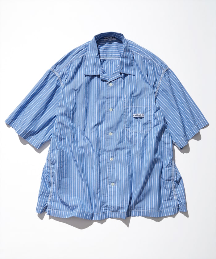 CAHLUMN Magazine Pocket Chain Stitch Open Collar Shirt / 三本針開襟短袖襯衫