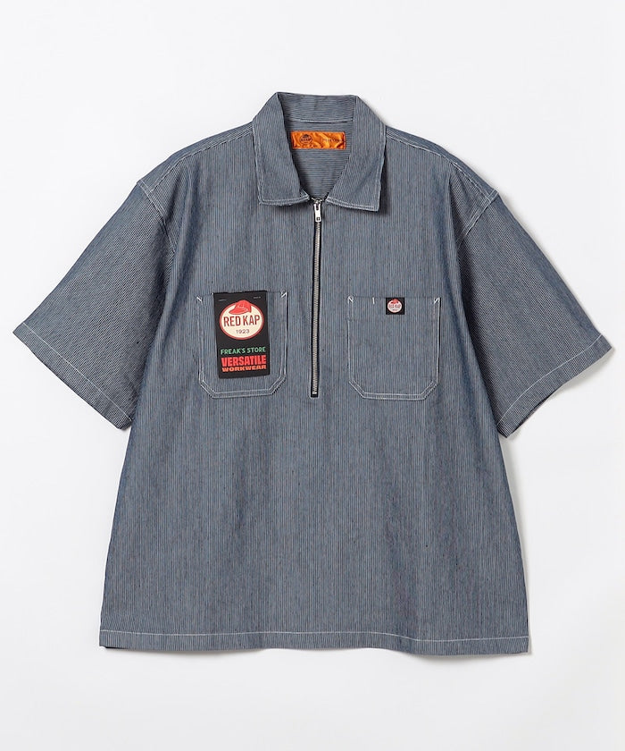 RED KAP / 半拉鍊雙口袋短袖工作 拉鏈半開襟衫