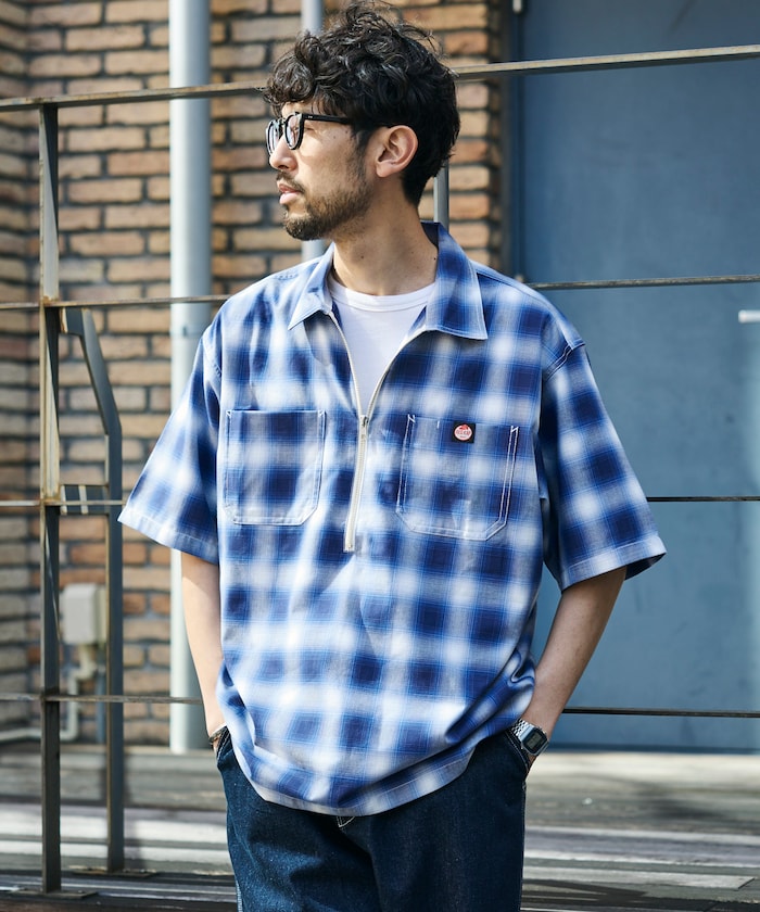 RED KAP × FREAK'S STORE / 半拉鍊雙口袋短袖工作 拉鏈半開襟衫