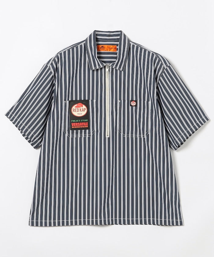 RED KAP / 半拉鍊雙口袋短袖工作 拉鏈半開襟衫