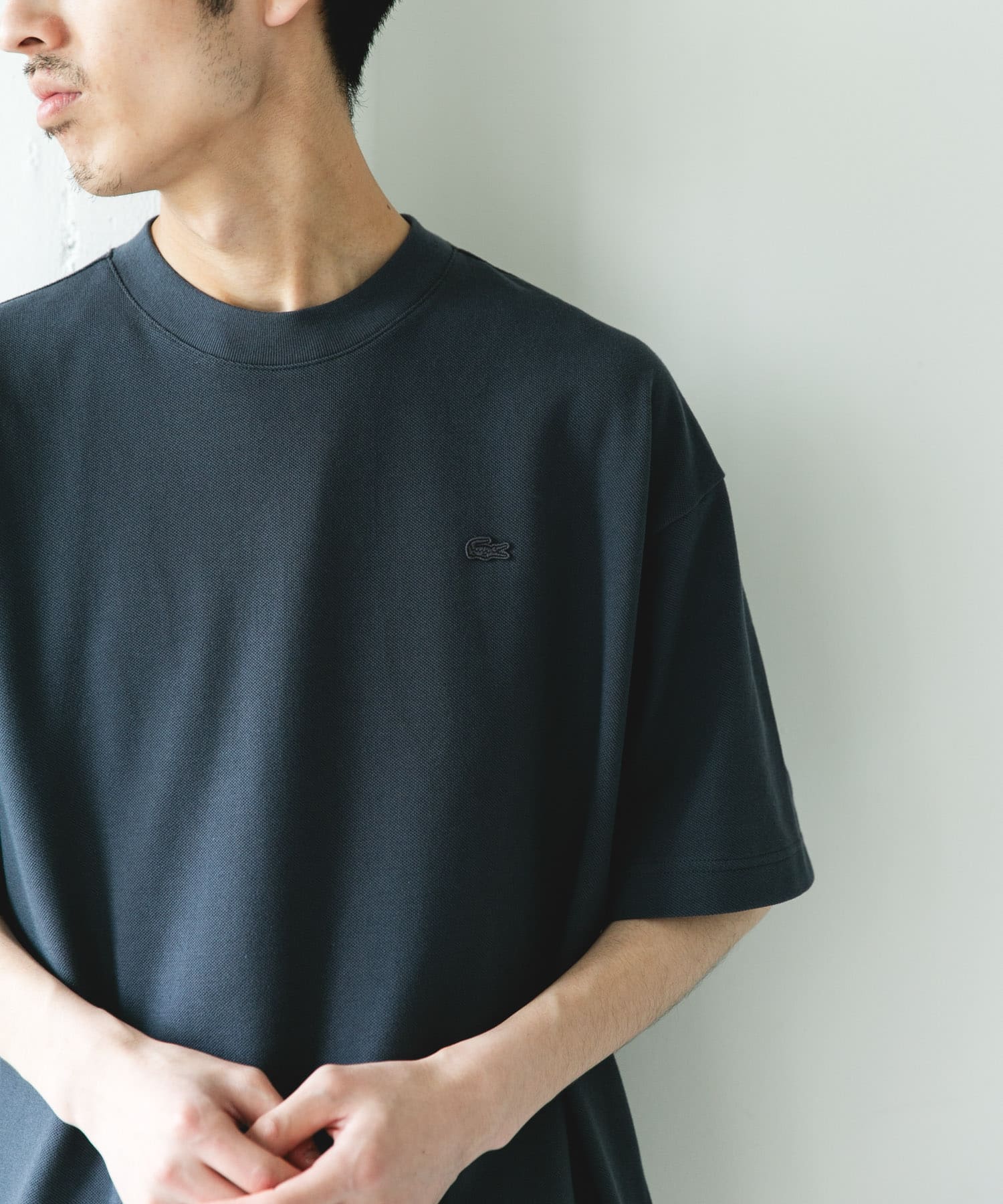LACOSTE×DOORS MOSS STITCH SHORT-SLEEVE T-SHIRTS / 鹿子布寬鬆短袖T恤