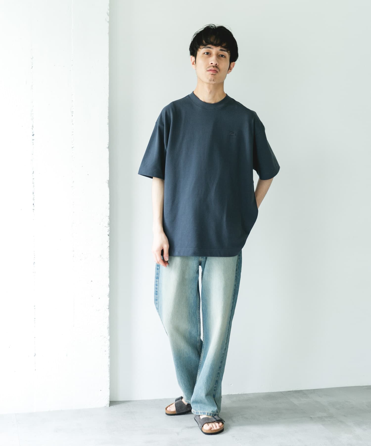 LACOSTE×DOORS MOSS STITCH SHORT-SLEEVE T-SHIRTS / 鹿子布寬鬆短袖T恤