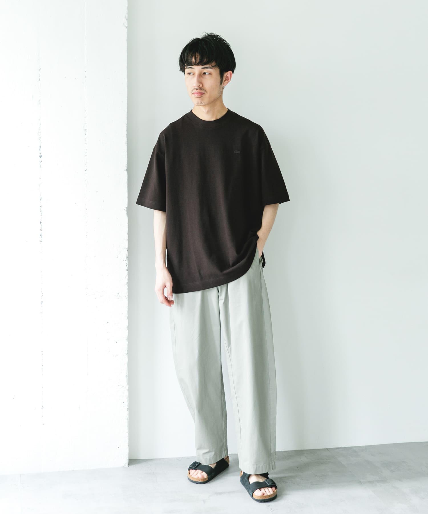 LACOSTE×DOORS MOSS STITCH SHORT-SLEEVE T-SHIRTS / 鹿子布寬鬆短袖T恤