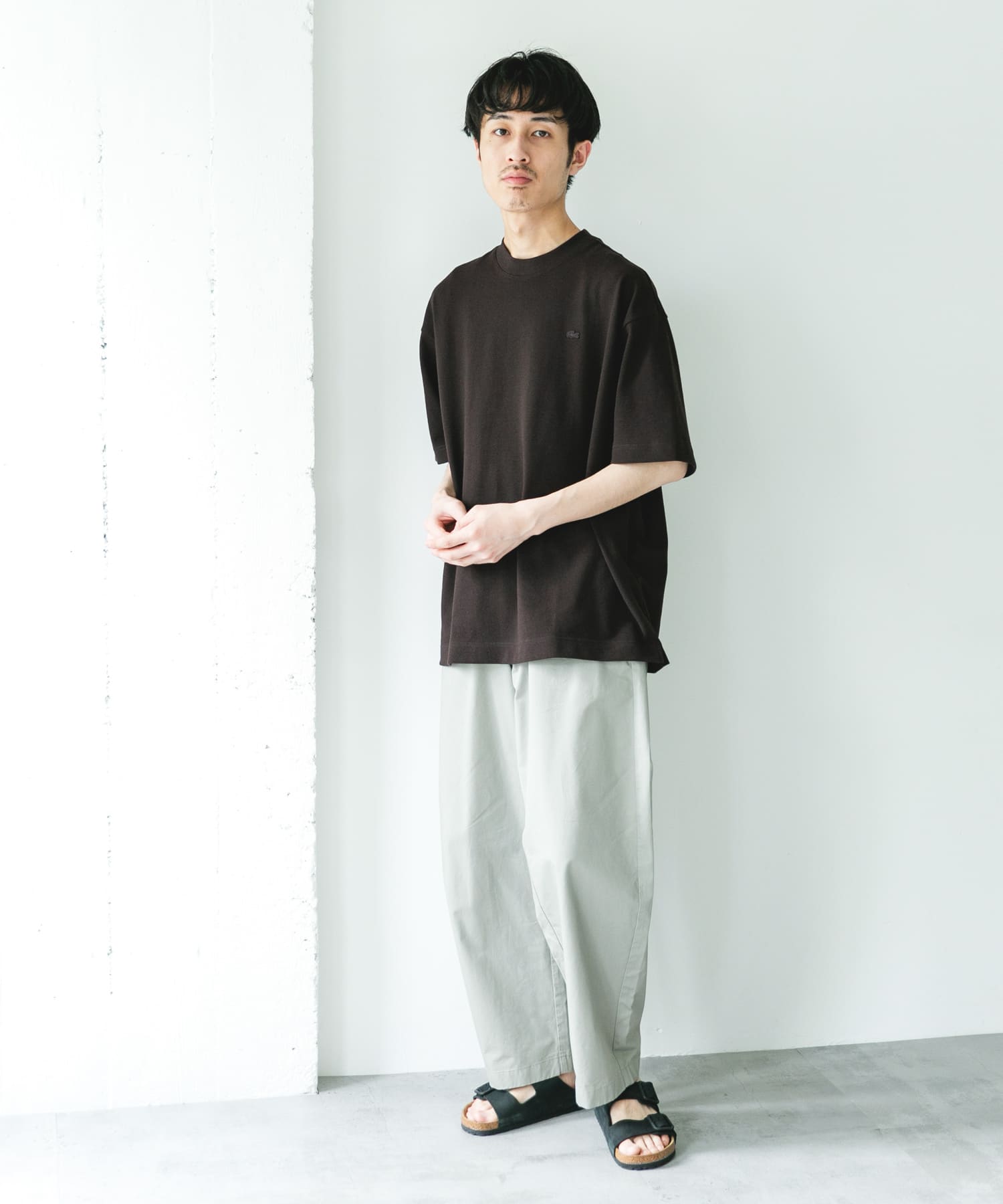 LACOSTE×DOORS MOSS STITCH SHORT-SLEEVE T-SHIRTS / 鹿子布寬鬆短袖T恤