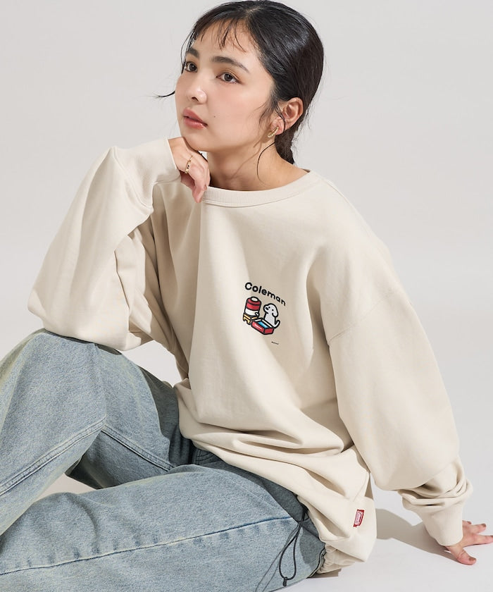 COLEMAN X FREAK’S STORE / 別注 ROCKY CAMPING 繪圖抽繩下擺 圓領衫