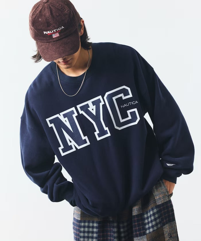 NAUTICA / 寬鬆學院LOGO 圓領衫
