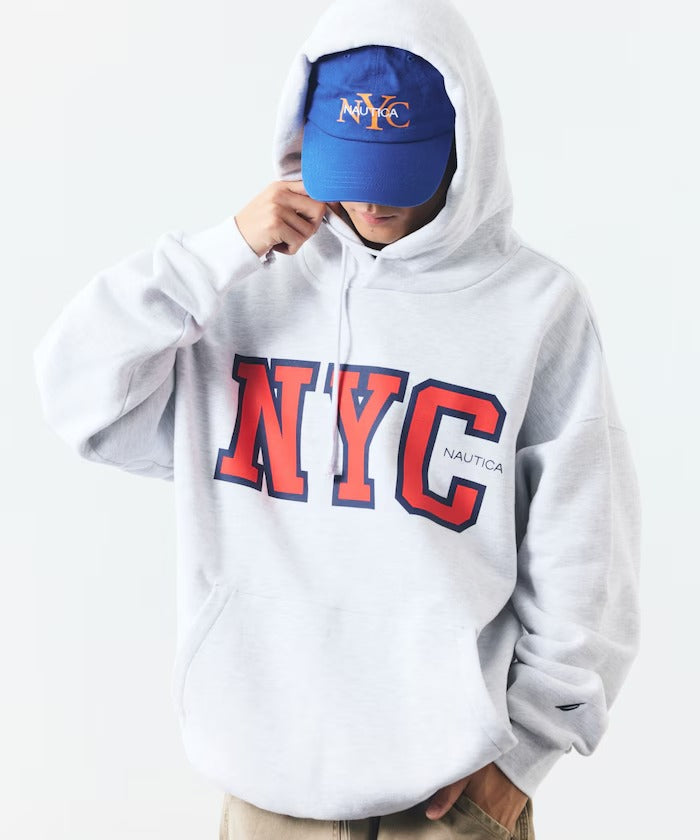 NAUTICA / 寬鬆學院LOGO 連帽衫