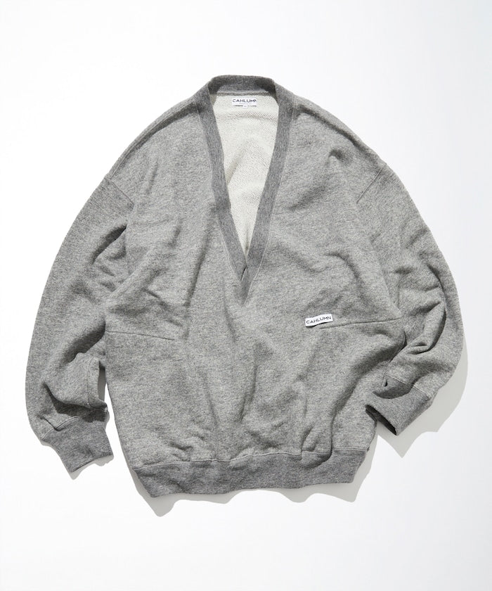 CAHLUMN Merino Wool+Cotton Loop Back V-neck Sweatshirt / 雙材質 V領衫
