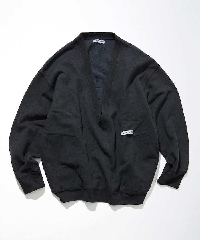 CAHLUMN Merino Wool+Cotton Loop Back V-neck Sweatshirt / 雙材質 V領衫