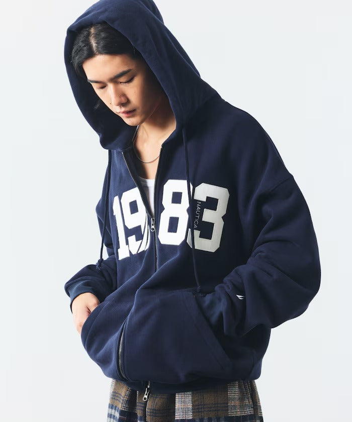 NAUTICA / 寬鬆刺繡貼布LOGO拉鍊 連帽外套