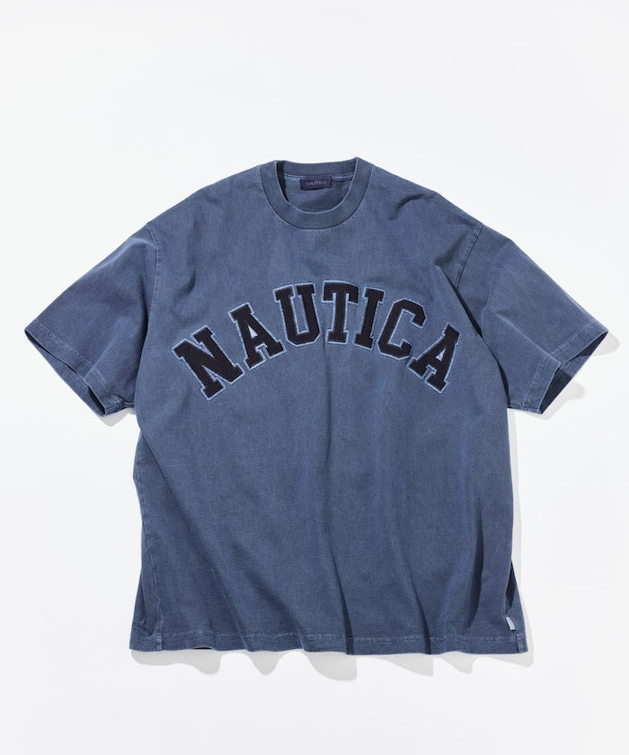 NAUTICA JP / 刷舊 弧形標誌 短袖T恤