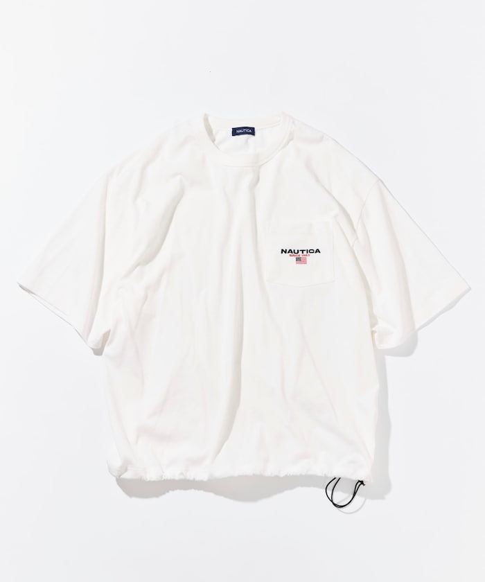NAUTICA JP / 寬鬆剪裁 國旗刺繡 下擺抽繩 口袋T恤
