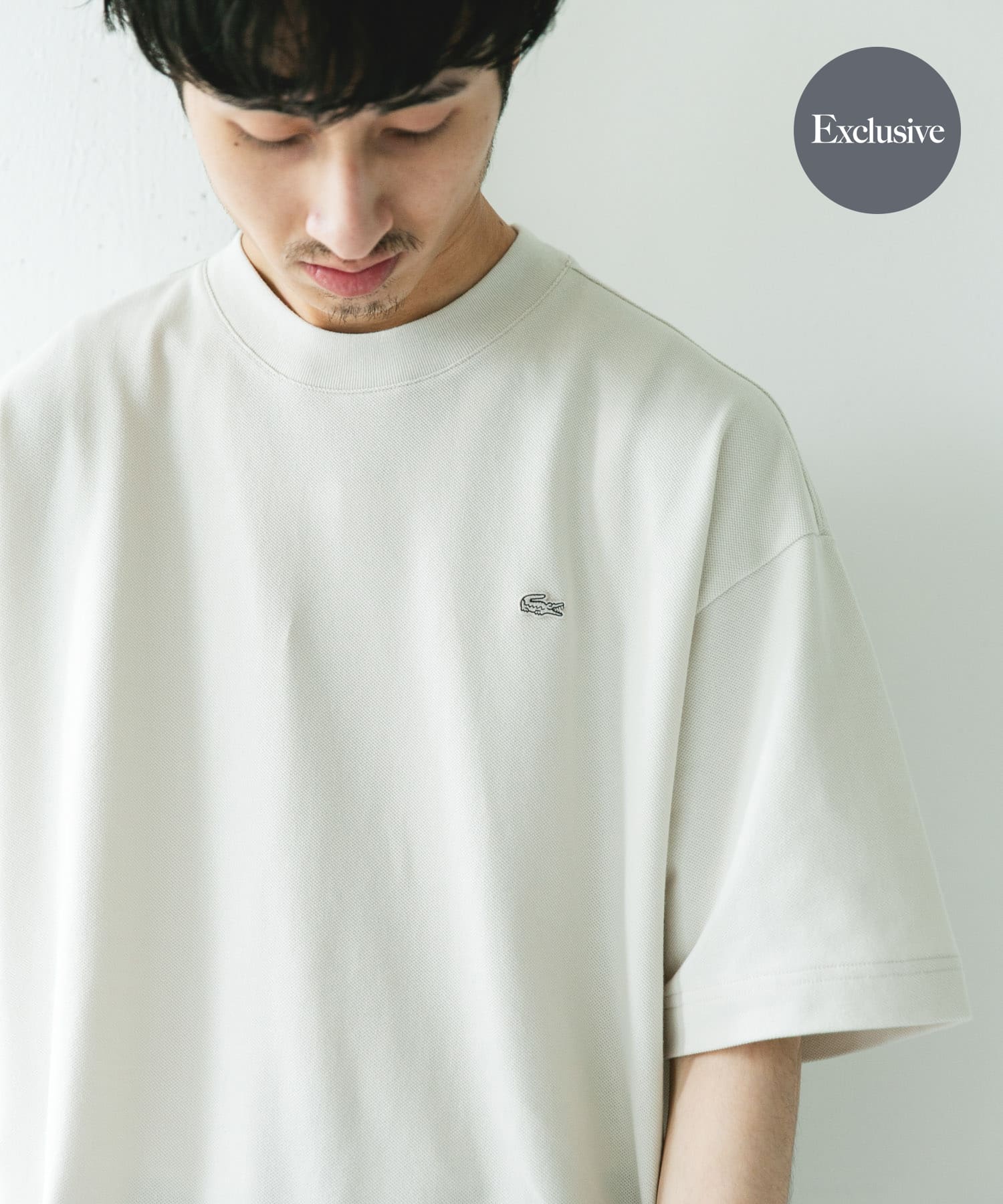 LACOSTE×DOORS MOSS STITCH SHORT-SLEEVE T-SHIRTS / 鹿子布寬鬆短袖T恤