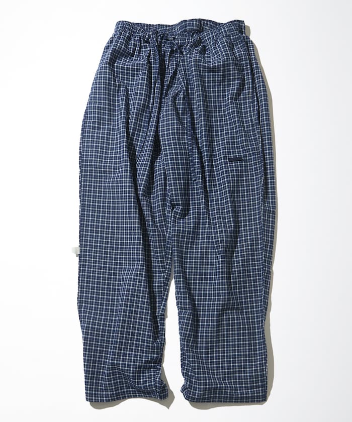 CAHLUMN Indigo Madras Check Easy Pant / 靛藍染馬德拉斯格紋寬鬆長褲
