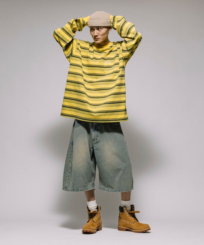 FREAK’S STORE / 寬版弧形 水洗 九分 牛仔短褲