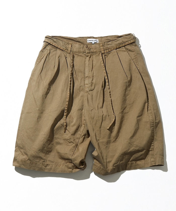 CAHLUMN Extra Long Staple Organic Cotton 2 Tuck Chino Shorts / 有機棉雙褶寬版短褲