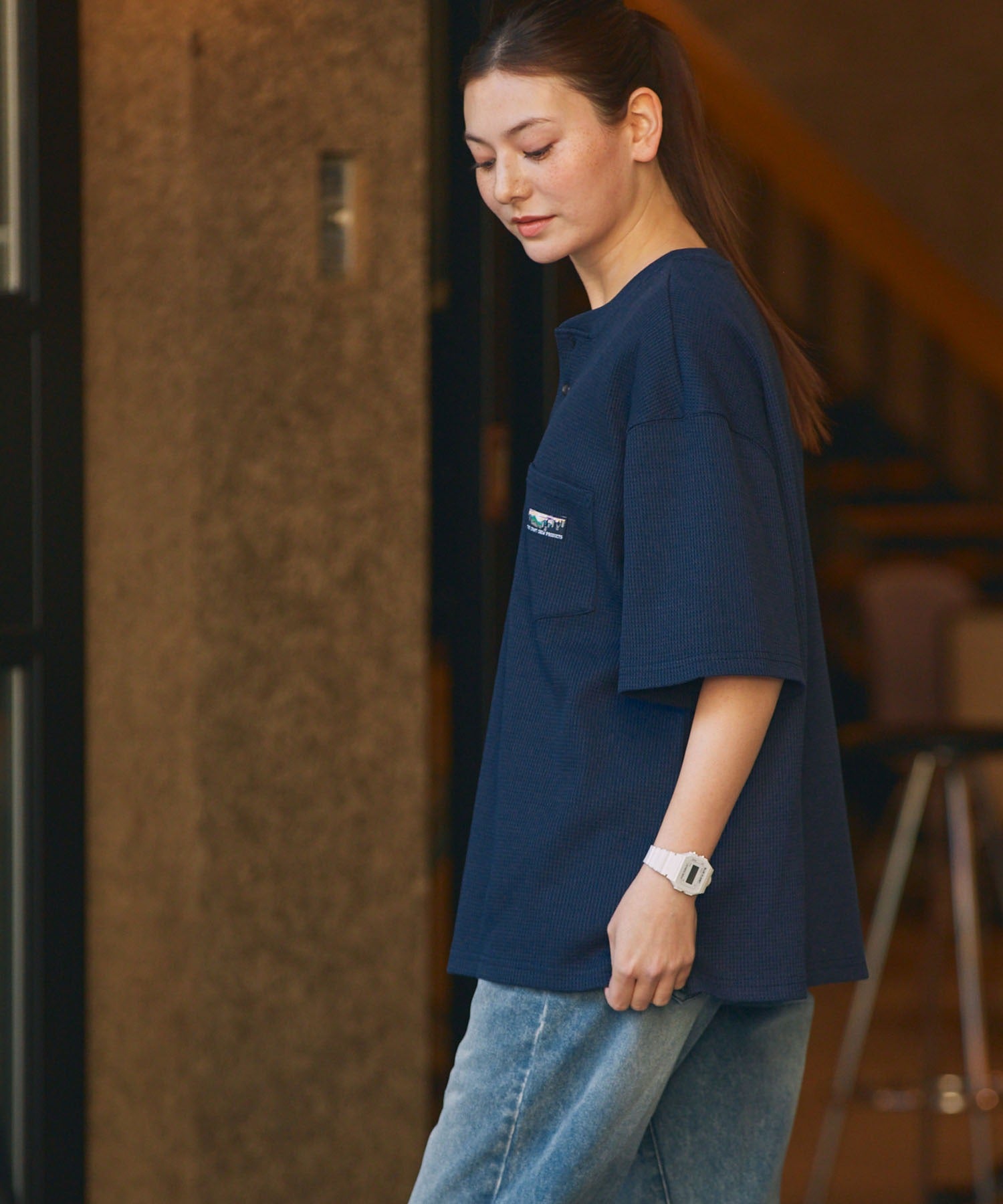 THE CRAFT CREW / 重磅華夫格亨利 口袋短袖T恤
