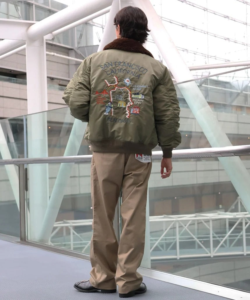BEN DAVIS / 刺繡飛行外套(可拆式毛絨領)