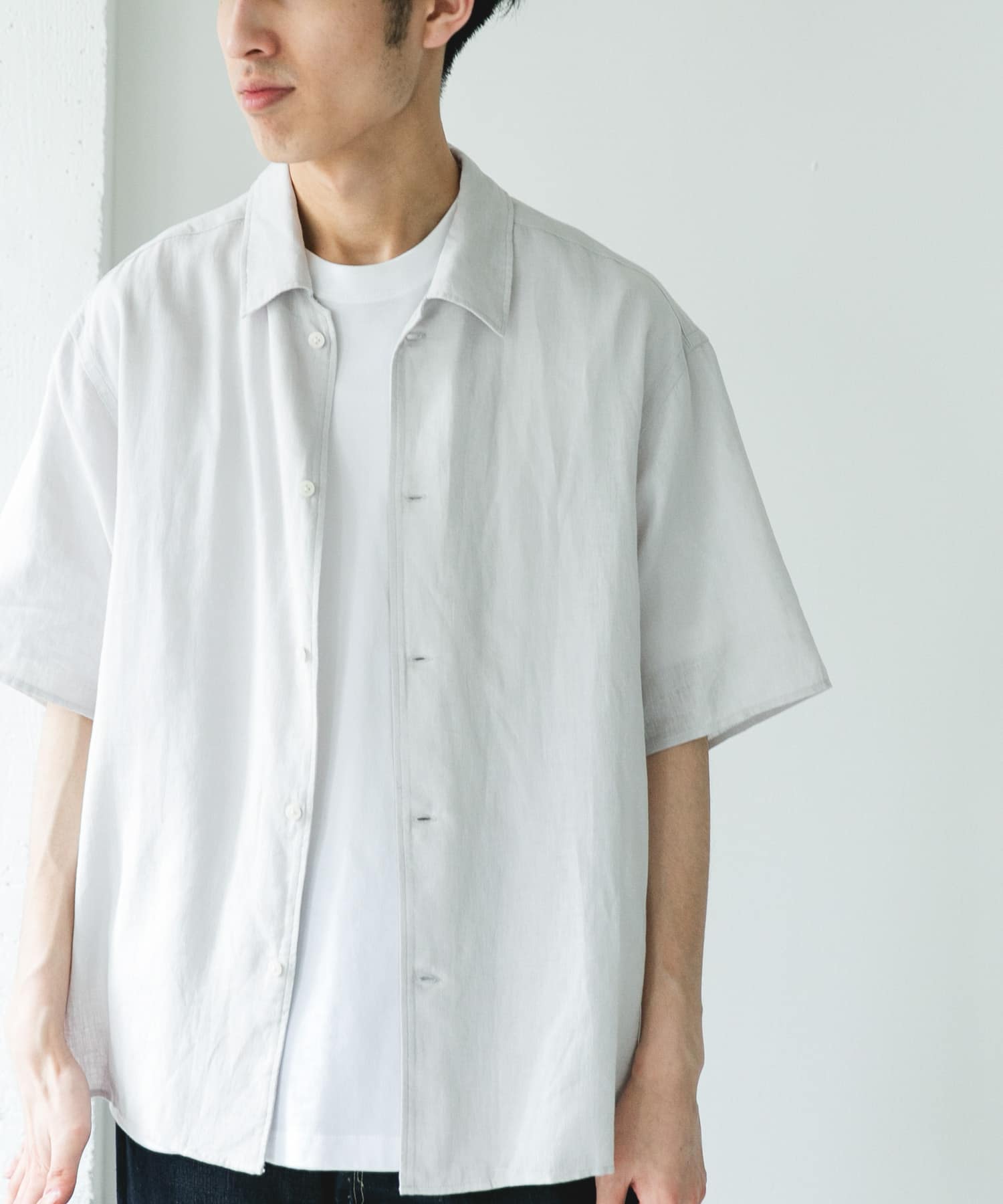 URBAN RESEARCH DOORS / 機能混紡亞麻 短袖襯衫