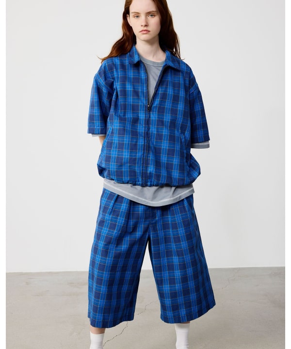 BEAMS Check Zip Up Shirt / 短版格紋拉鍊襯衫外套