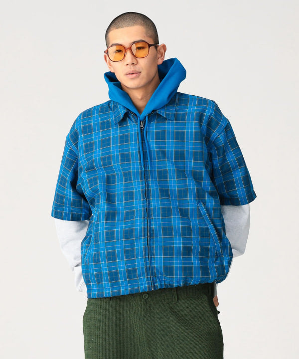 BEAMS Check Zip Up Shirt / 短版格紋拉鍊襯衫外套