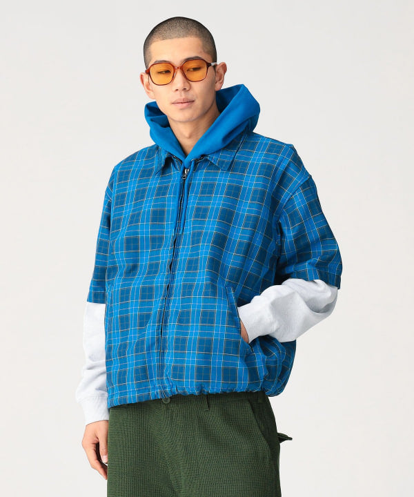 BEAMS Check Zip Up Shirt / 短版格紋拉鍊襯衫外套