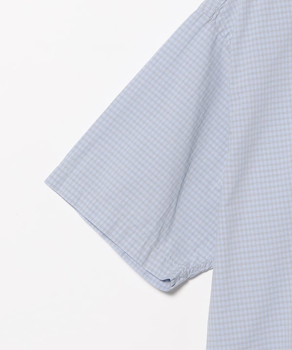 BEAMS / 迷你格紋 抽繩 半嶺襯衫