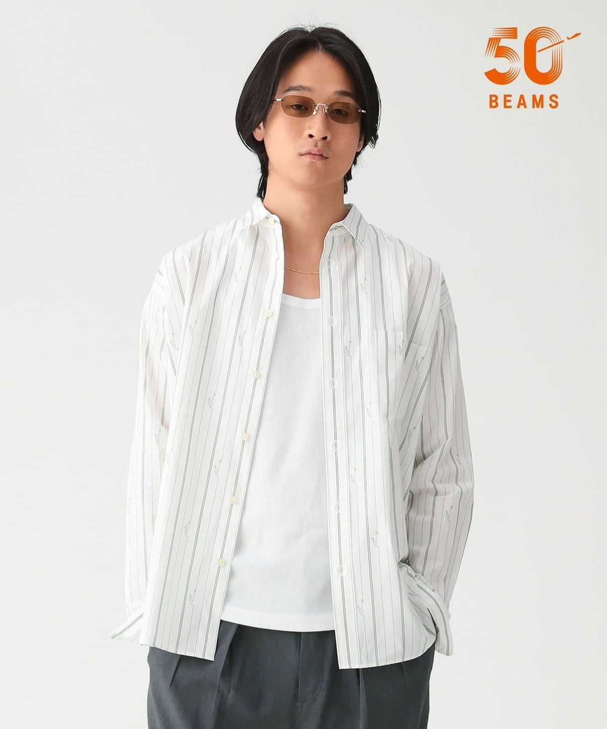 LACOSTE × BEAMS / 鱷魚圖騰條紋襯衫(日本聯名限定)