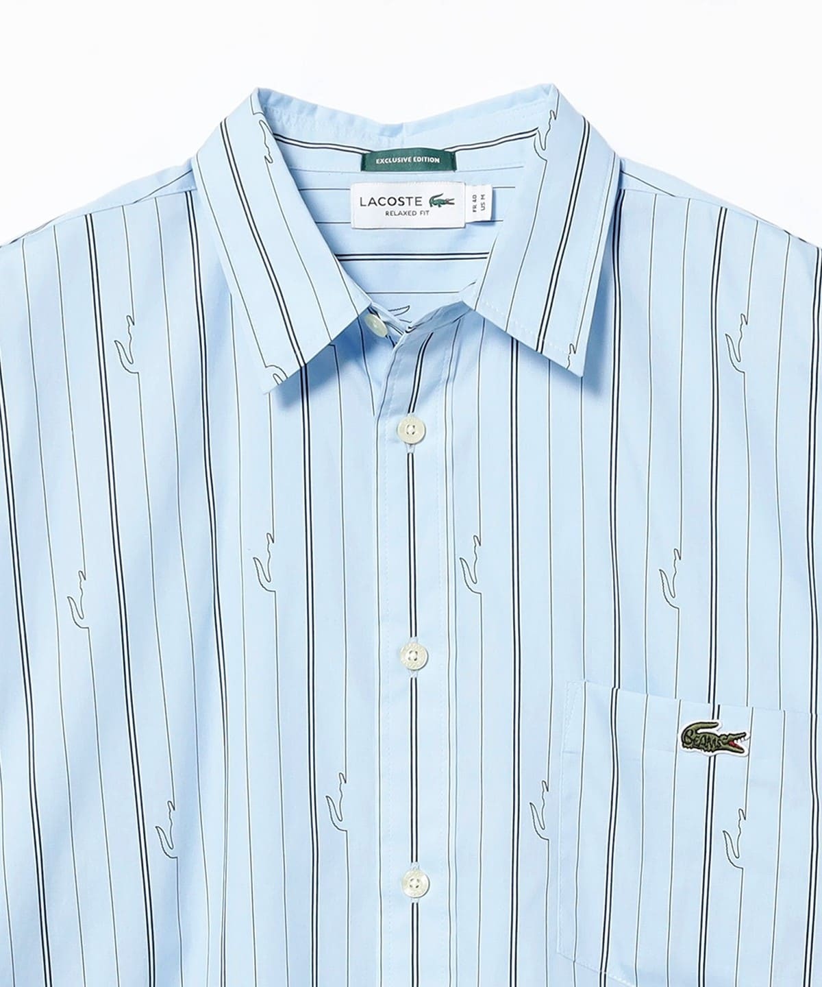 LACOSTE × BEAMS / 鱷魚圖騰條紋襯衫(日本聯名限定)