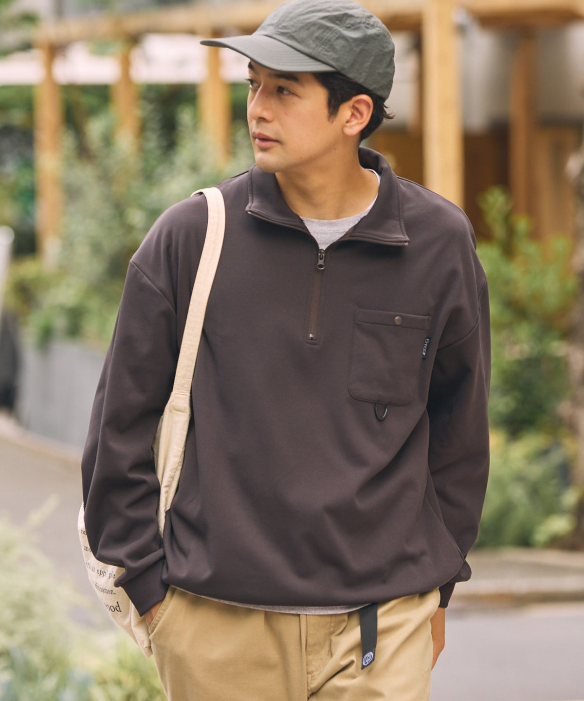 THE CRAFT CREW PRODUCTS / 四向彈性機能 半拉鍊長袖T恤(抽繩下擺)