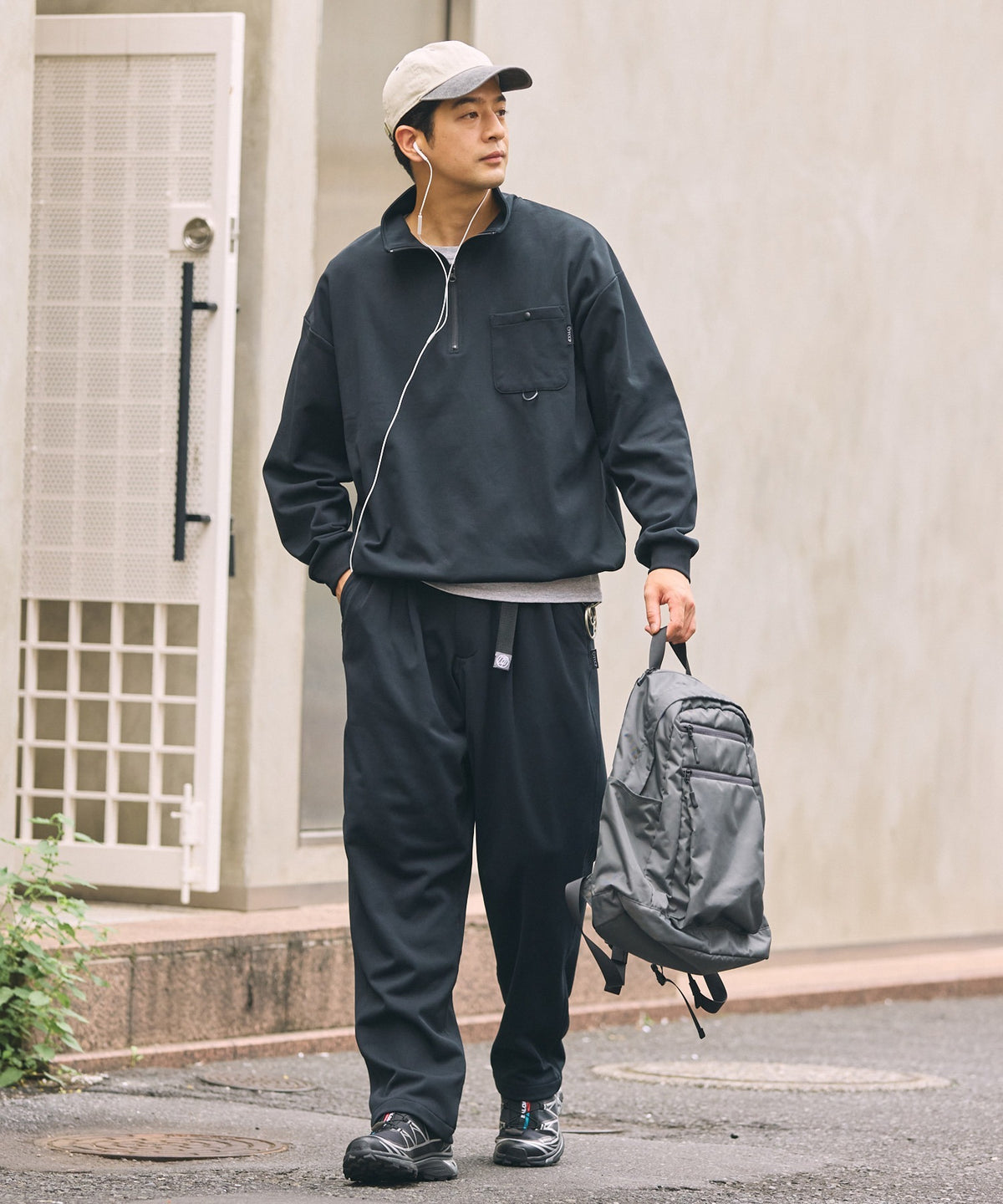 THE CRAFT CREW PRODUCTS / 四向彈性機能 半拉鍊長袖T恤(抽繩下擺)