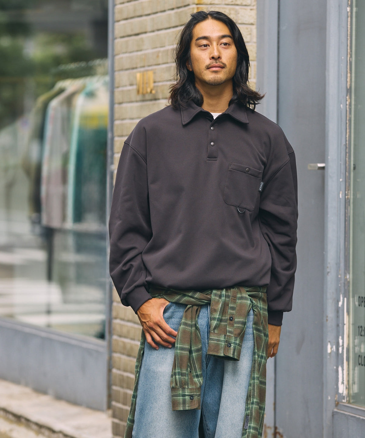 THE CRAFT CREW PRODUCTS / 四向彈性機能 長袖POLO衫(抽繩下擺)