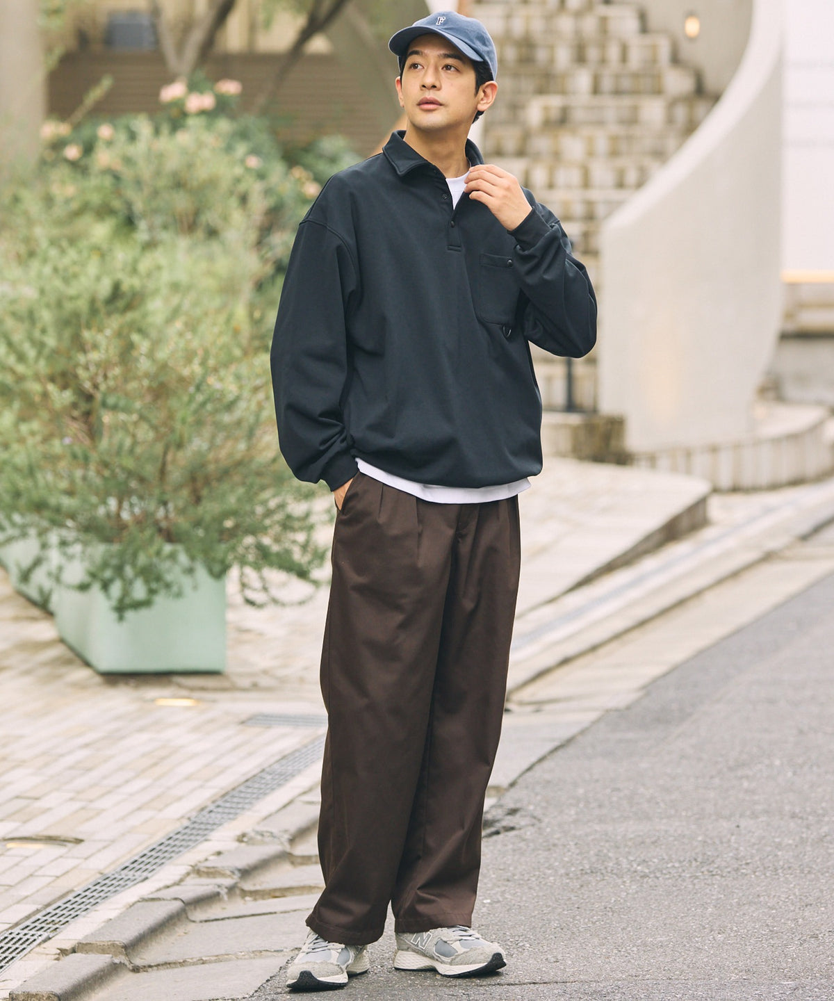 THE CRAFT CREW PRODUCTS / 四向彈性機能 長袖POLO衫(抽繩下擺)