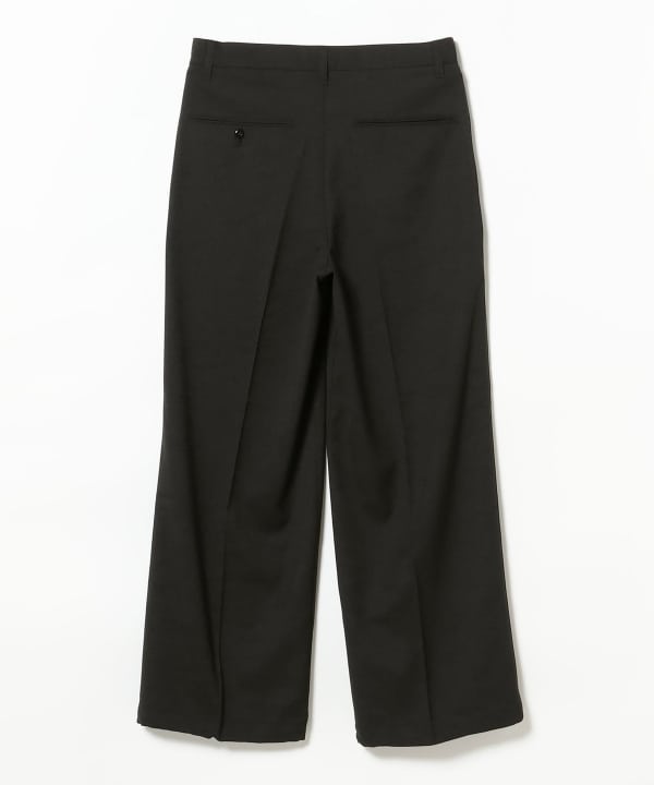 BEAMS / 雙褶立體寬直筒可調褲腳長褲