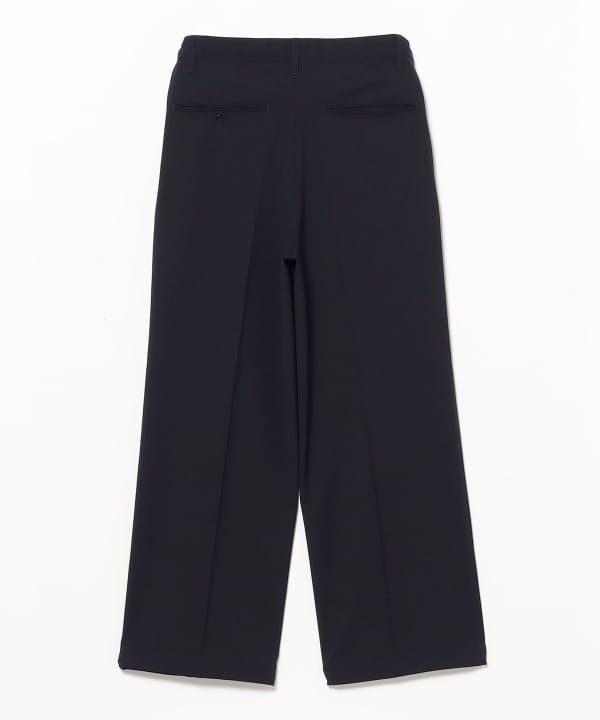 BEAMS / 雙褶立體寬直筒可調褲腳長褲