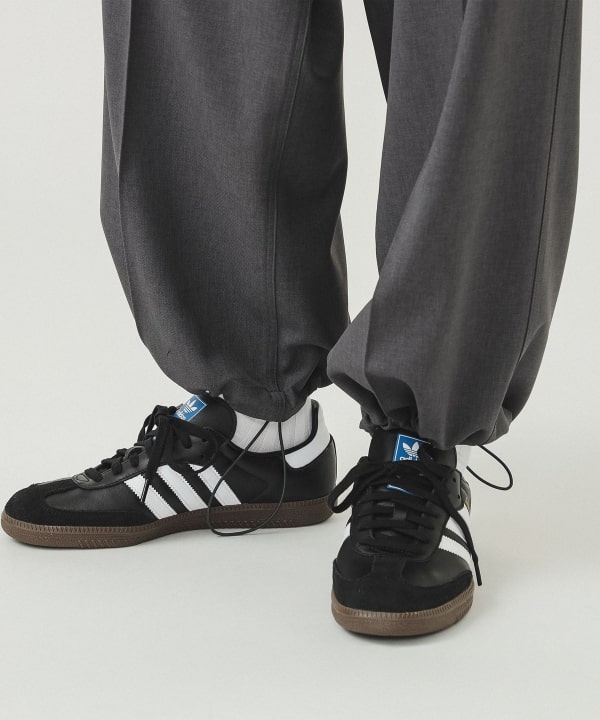 BEAMS / 雙褶立體寬直筒可調褲腳長褲