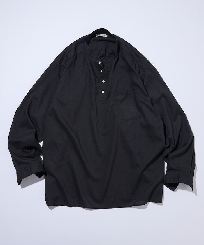 FREAK'S STORE / 亞麻混紡 半開襟 立領襯衫