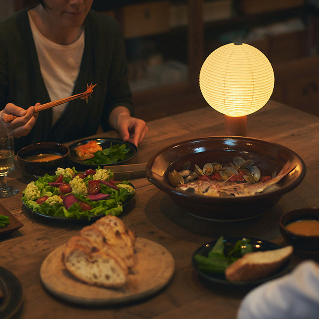 シラキ工芸 TORCHIN CIRCLE 白/ナチュラル  / 合紙攜帶桌燈