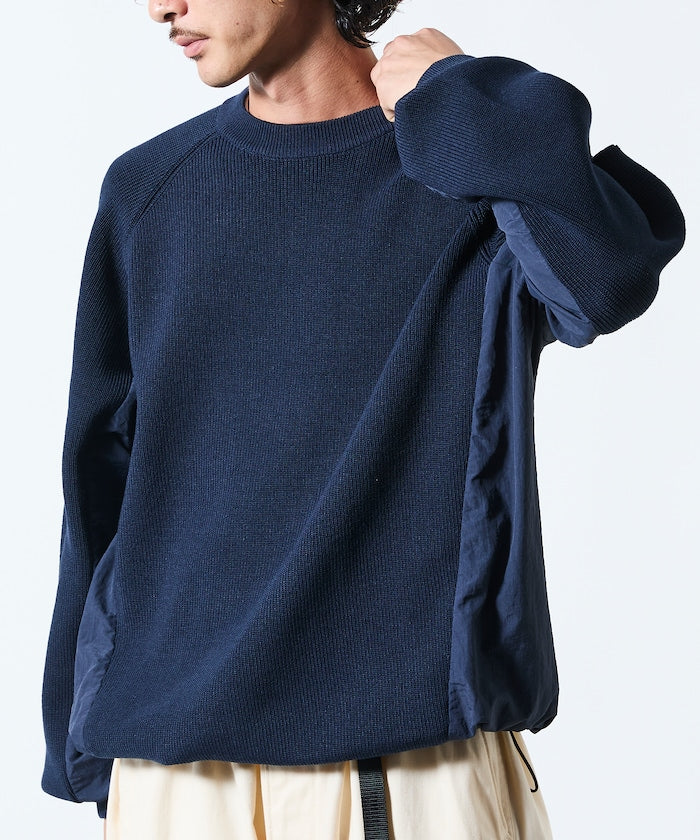 FREAK’S STORE / 拼接抽繩下襬 針織圓領衫