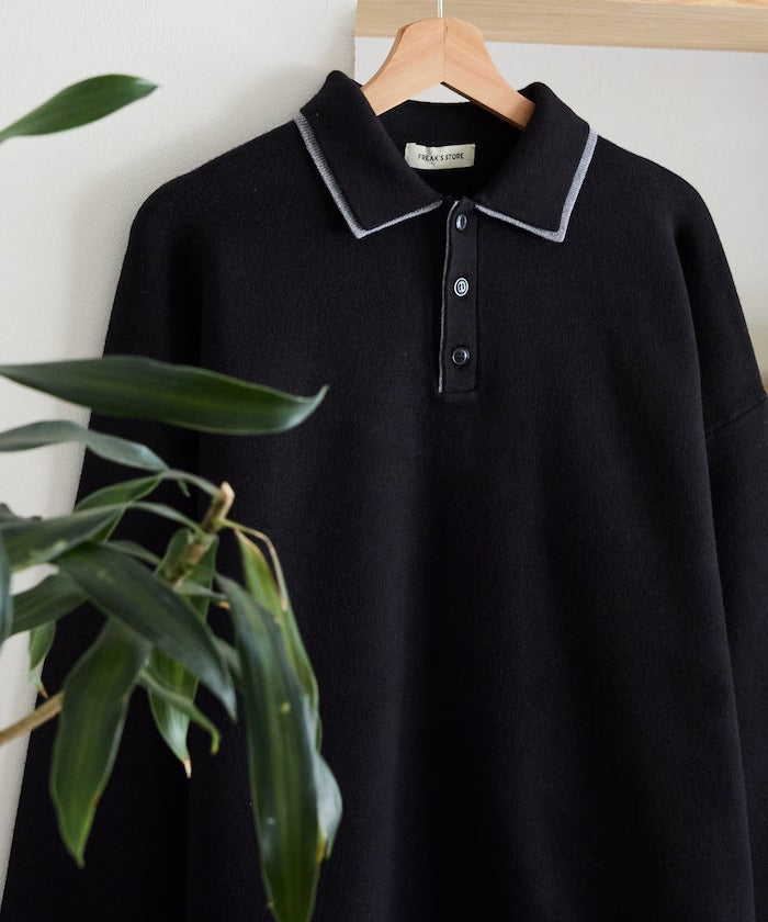 FREAK'S STORE/撞色POLO 假兩件 針織衫