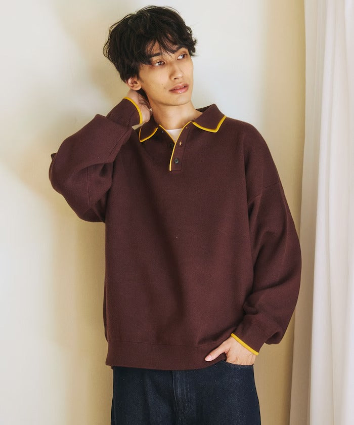 FREAK'S STORE/撞色POLO 假兩件 針織衫