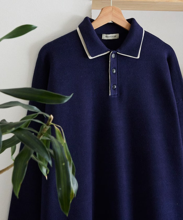 FREAK'S STORE/撞色POLO 假兩件 針織衫