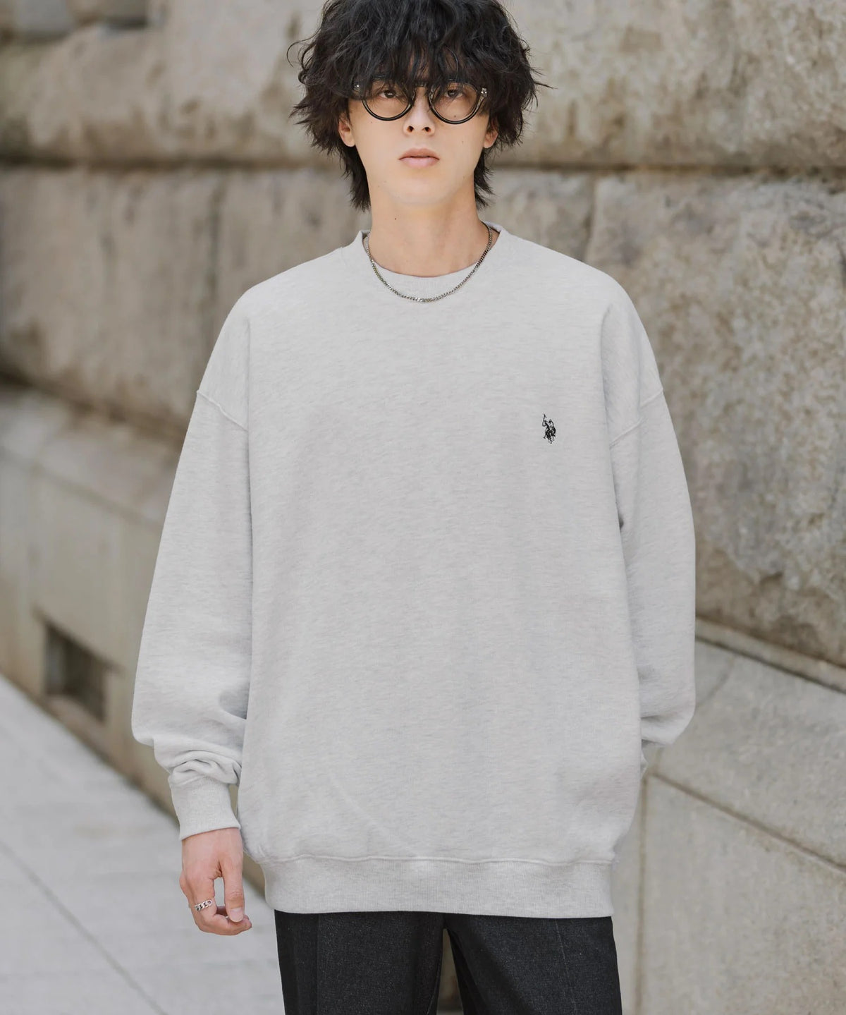 U.S. POLO ASSN. / 寬鬆刷毛刺繡 圓領衫(日本聯名限定)