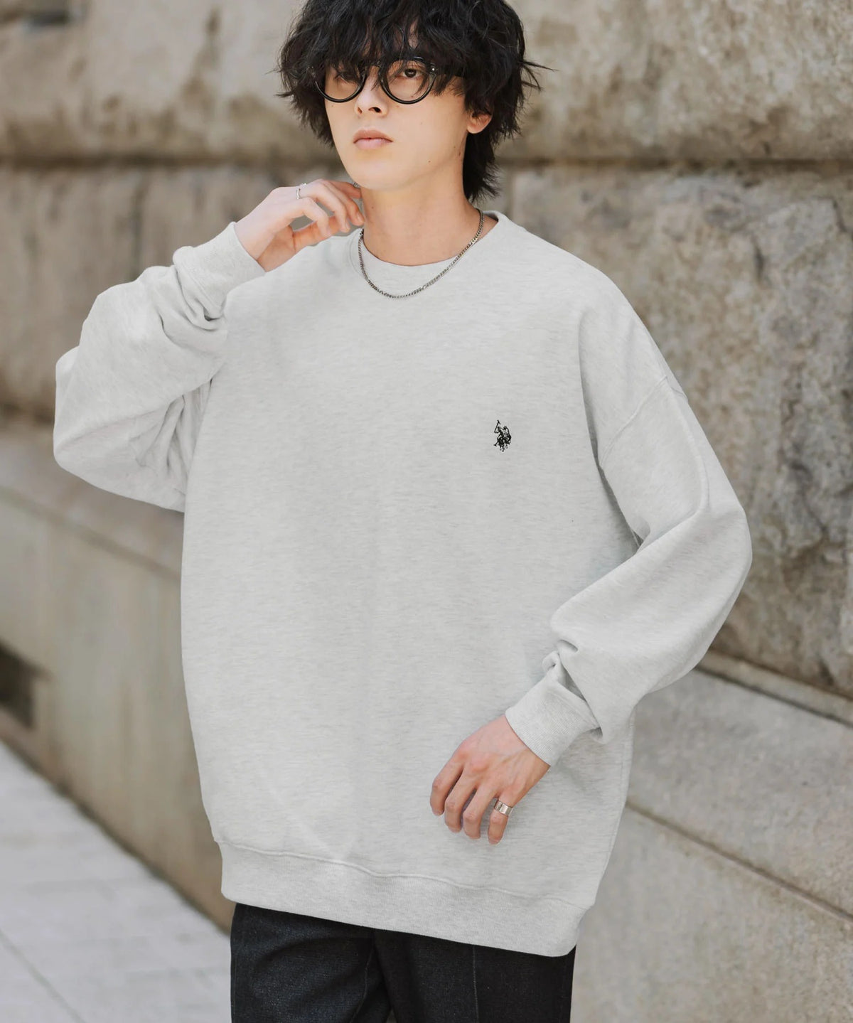 U.S. POLO ASSN. / 寬鬆刷毛刺繡 圓領衫(日本聯名限定)