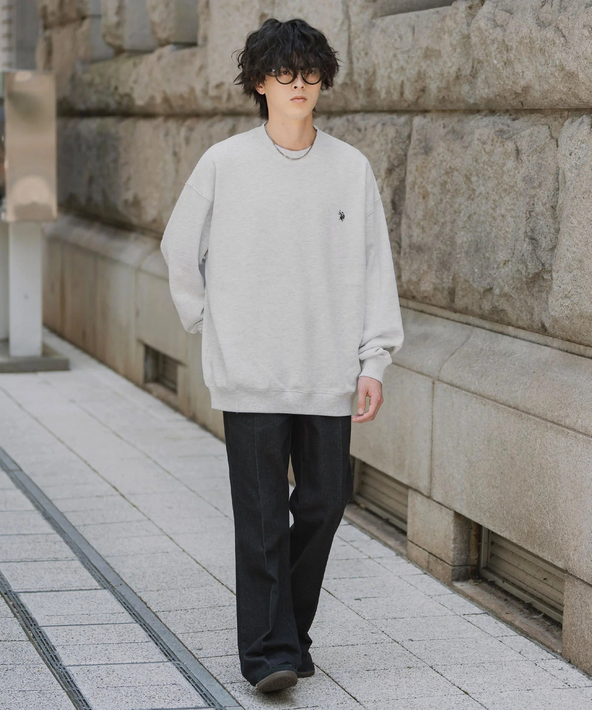 U.S. POLO ASSN. / 寬鬆刷毛刺繡 圓領衫(日本聯名限定)