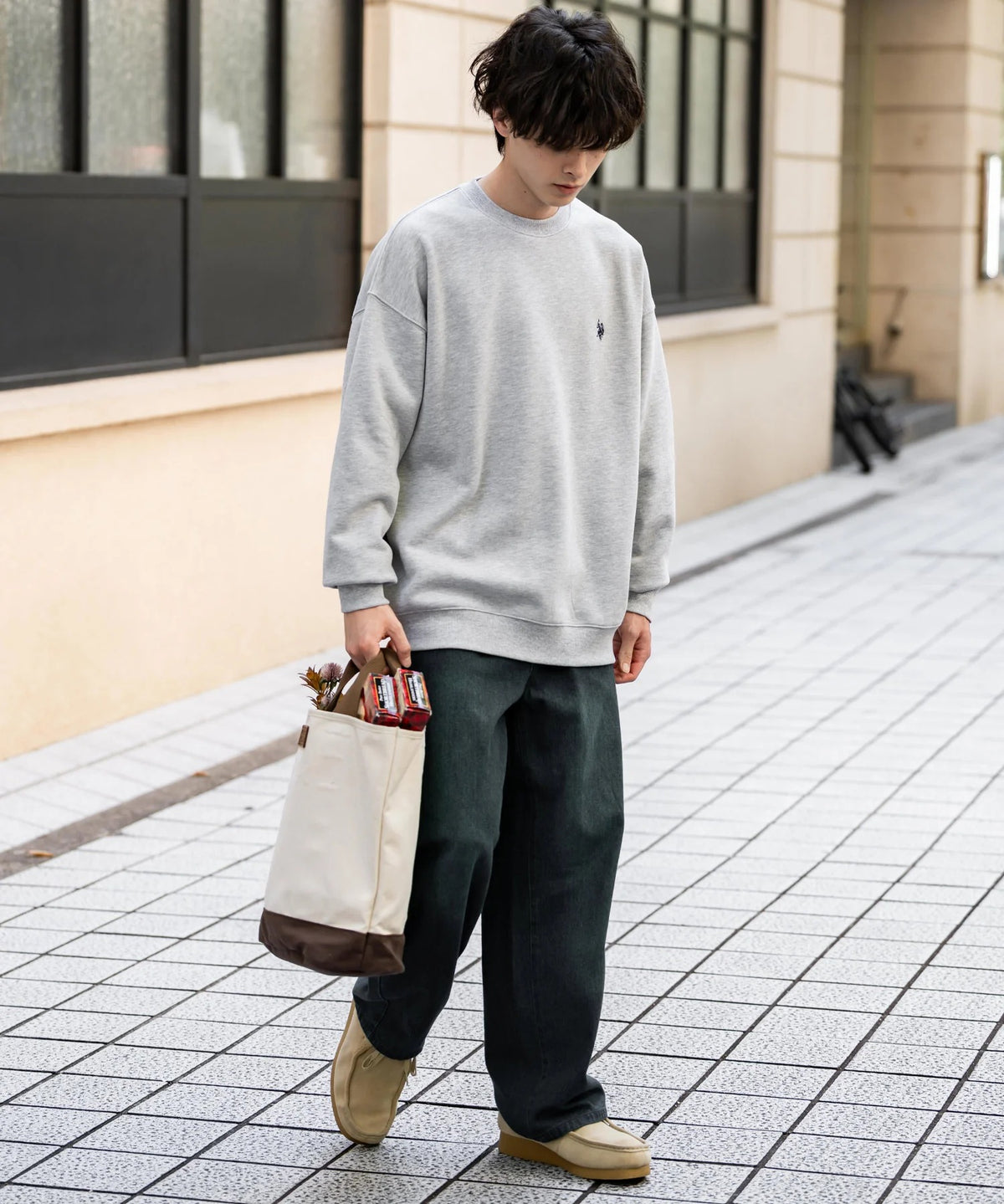 U.S. POLO ASSN. / 寬鬆刷毛刺繡 圓領衫(日本聯名限定)