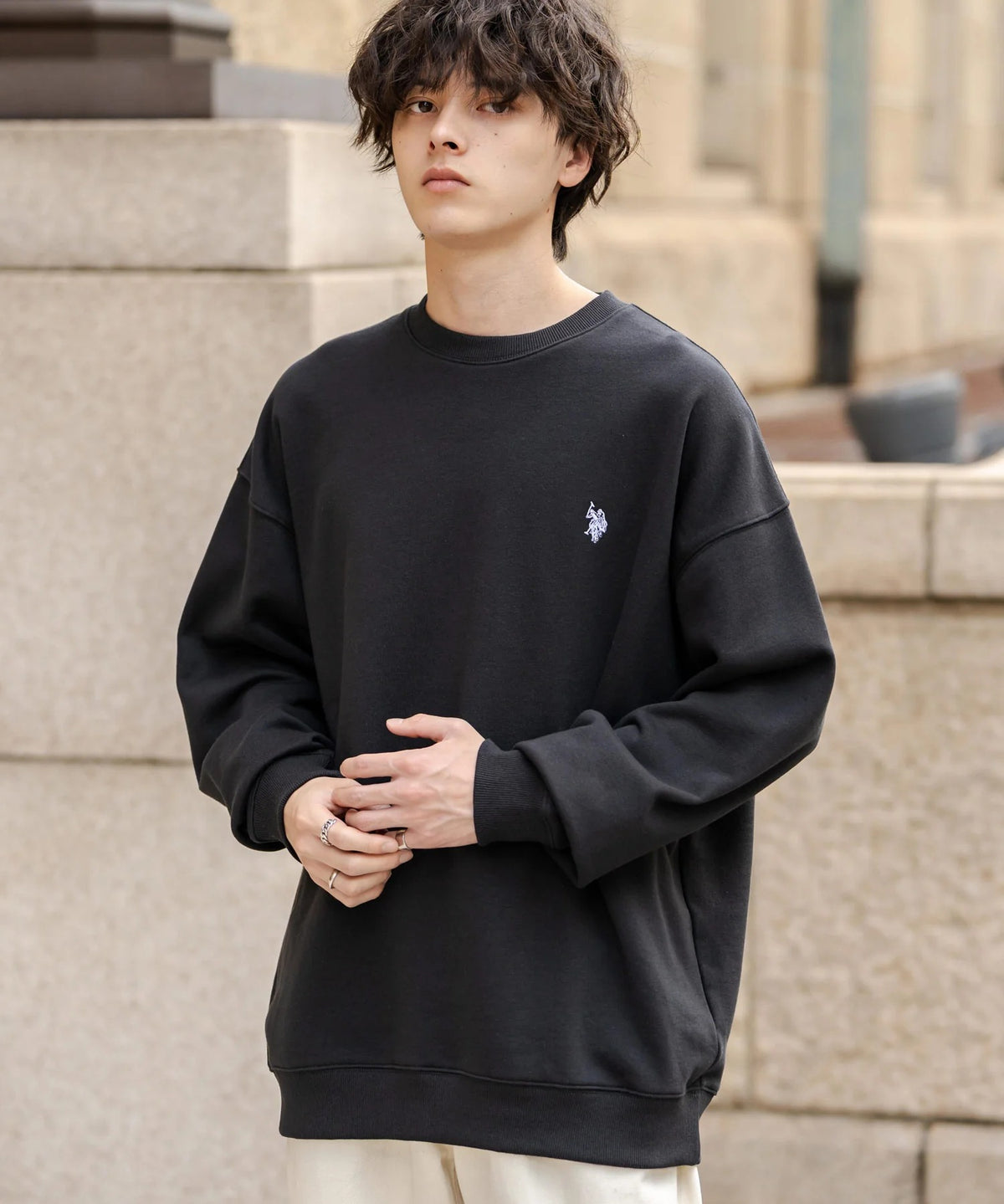 U.S. POLO ASSN. / 寬鬆刷毛刺繡 圓領衫(日本聯名限定)