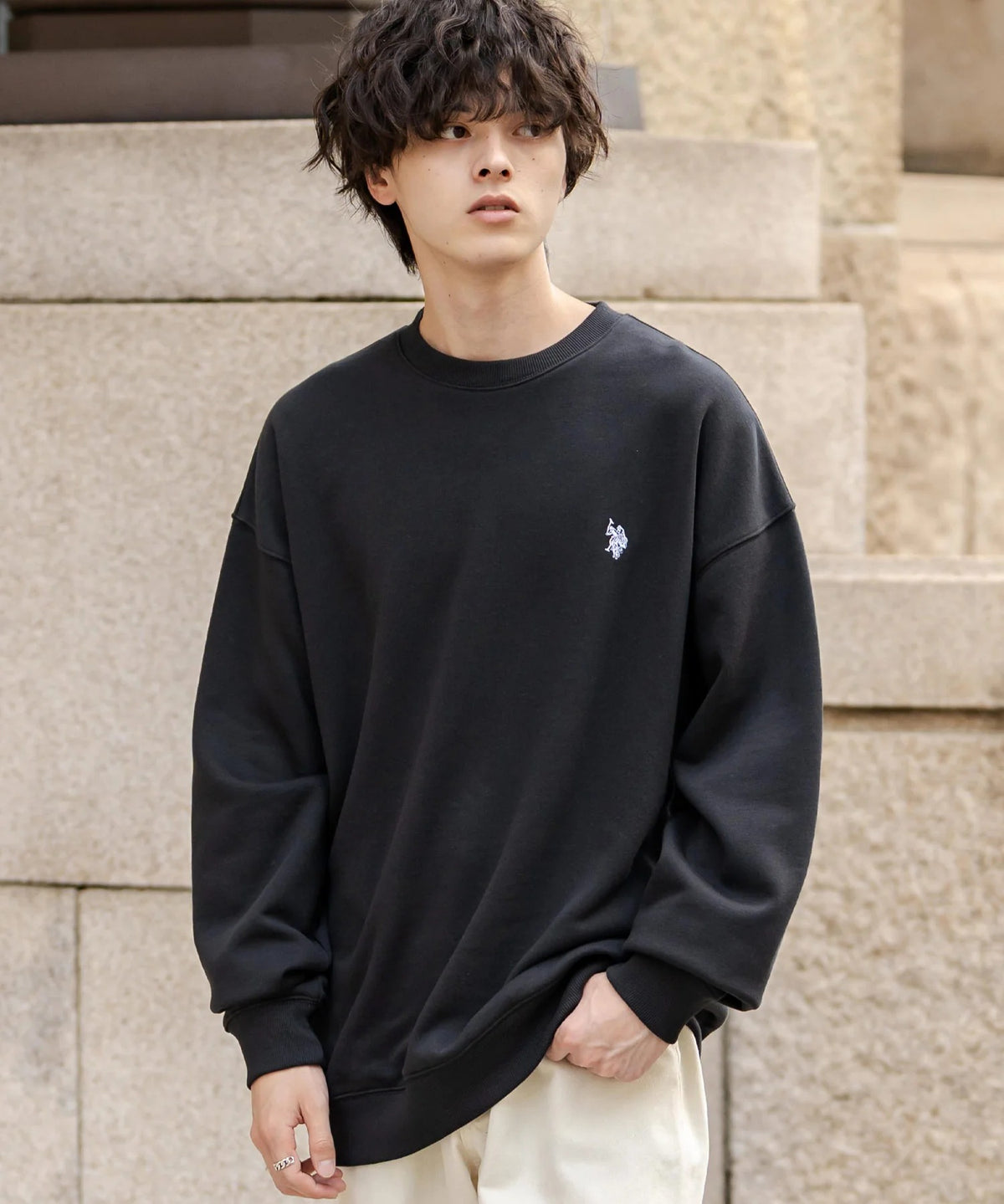 U.S. POLO ASSN. / 寬鬆刷毛刺繡 圓領衫(日本聯名限定)